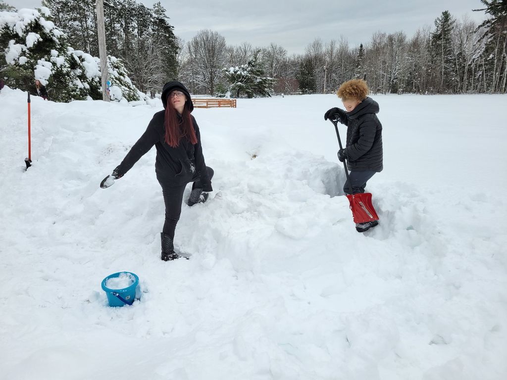 NLCS students making snow sculptures 1